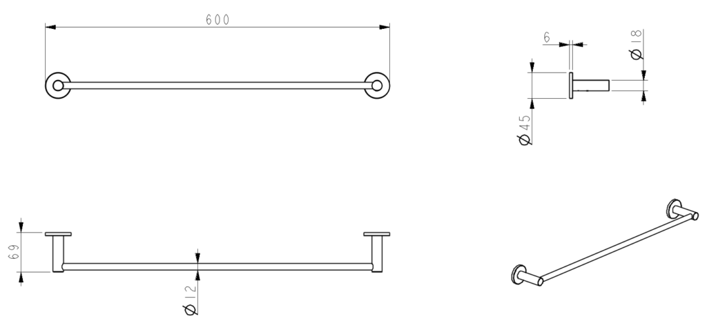 Mica Single Towel Rail