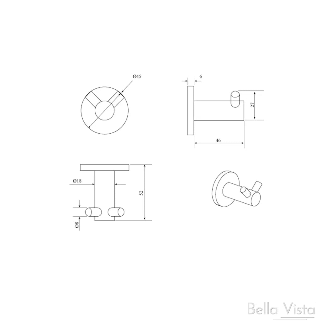 LVB Mica Double Robe Hook - Living Brass