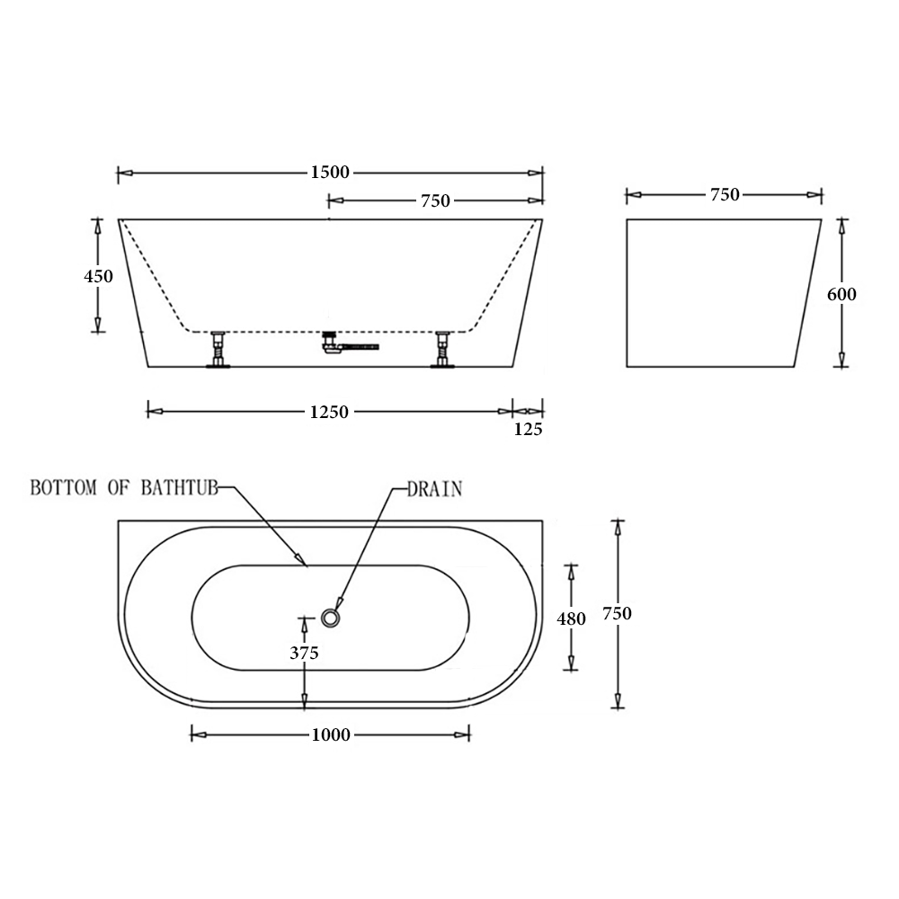Atlanta Back to Wall Bathtub