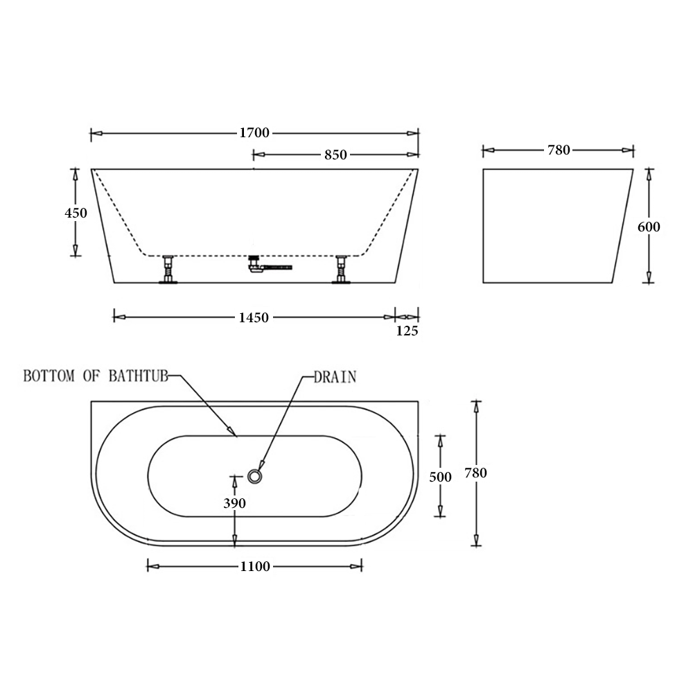 Atlanta Back to Wall Bathtub