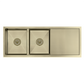 Atlas Handmade Double Bowl With Drainer Kitchen Sink in Brushed Gold
