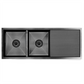 Atlas Handmade Double Bowl With Drainer Kitchen Sink in Gunmetal Black