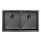 Atlas Handmade Double Bowl Kitchen Sink in Gunmetal Black