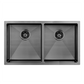 Atlas Handmade Double Bowl Kitchen Sink in Gunmetal Black