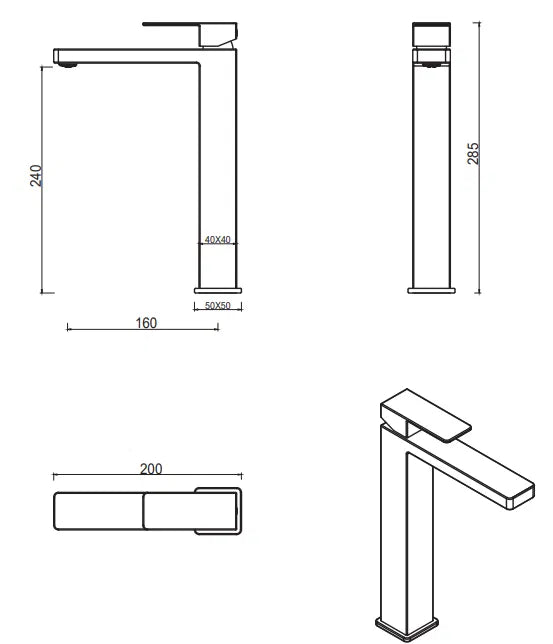 Aleko Project Tall Basin Mixer