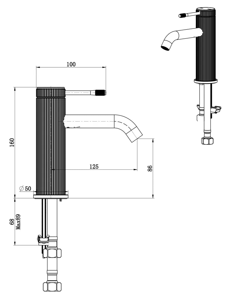 Mica Fluted Basin Mixer