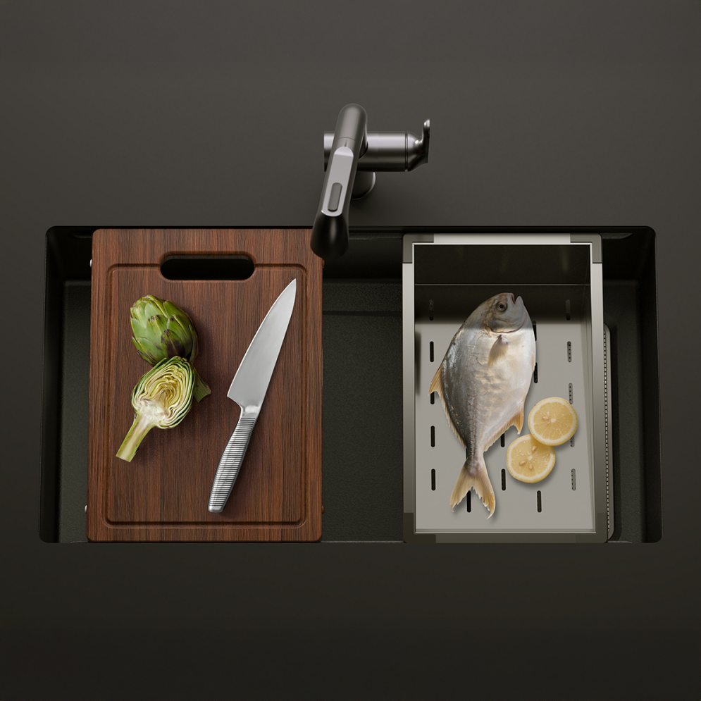 Novaq Handmade Kitchen Sink in Matt Black