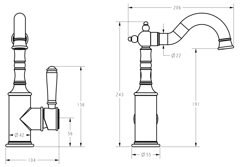 Clasico Basin Mixer - Ceramic Handle