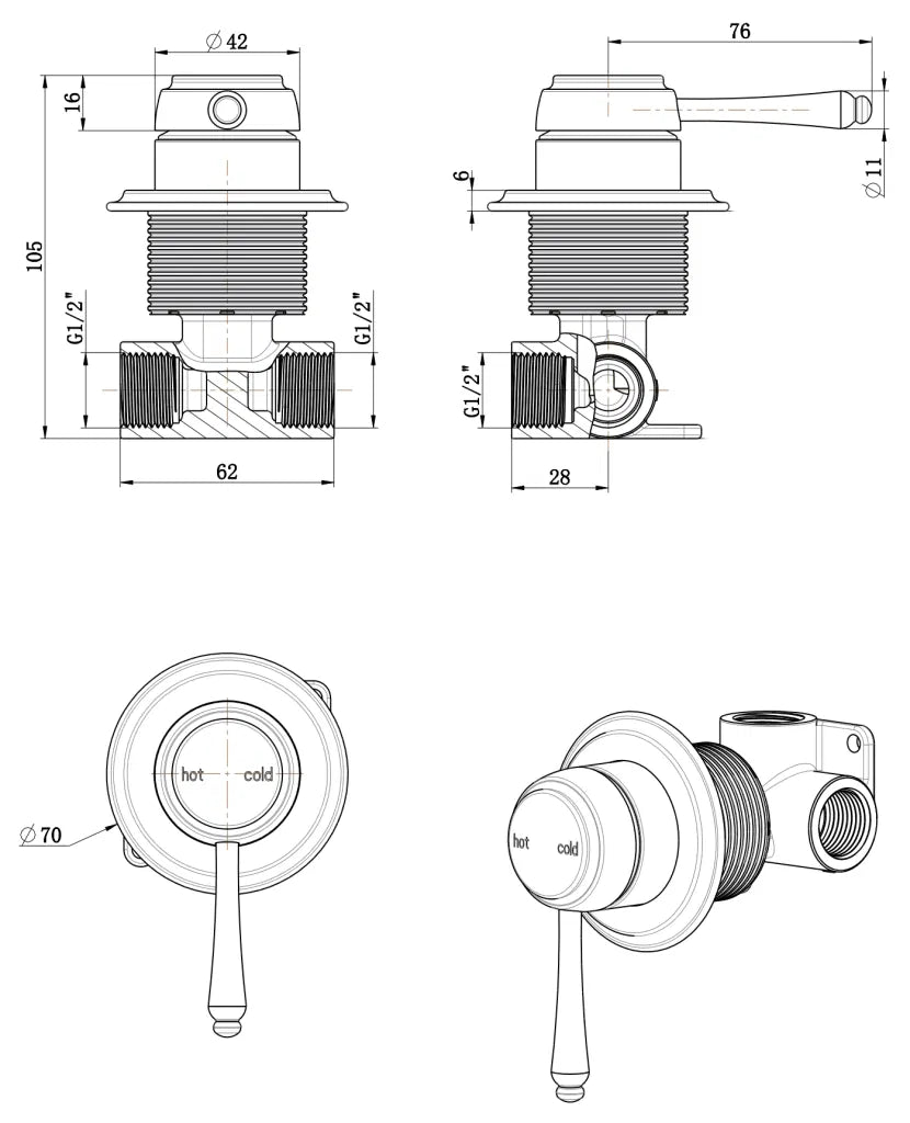 Mica Heritage Shower Mixer – TRIM KIT ONLY