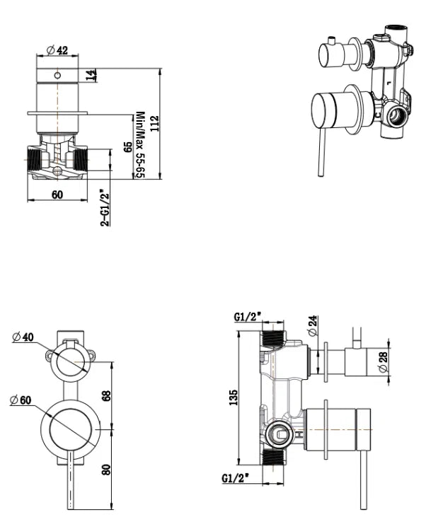 LVB V2 Mica Shower Mixer Diverter – TRIM KIT ONLY