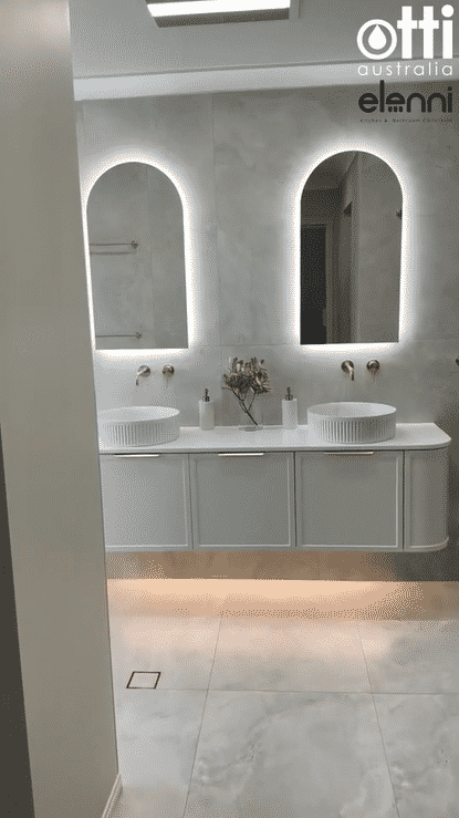 Hampshire 1800mm Satin White Wall Hung Curve Vanity