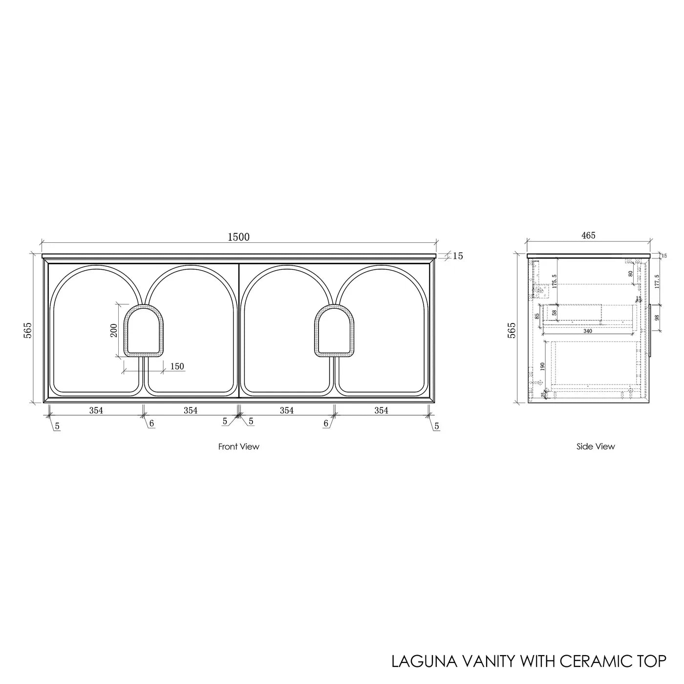 Laguna 1500mm Black American Oak Wall Hung Vanity