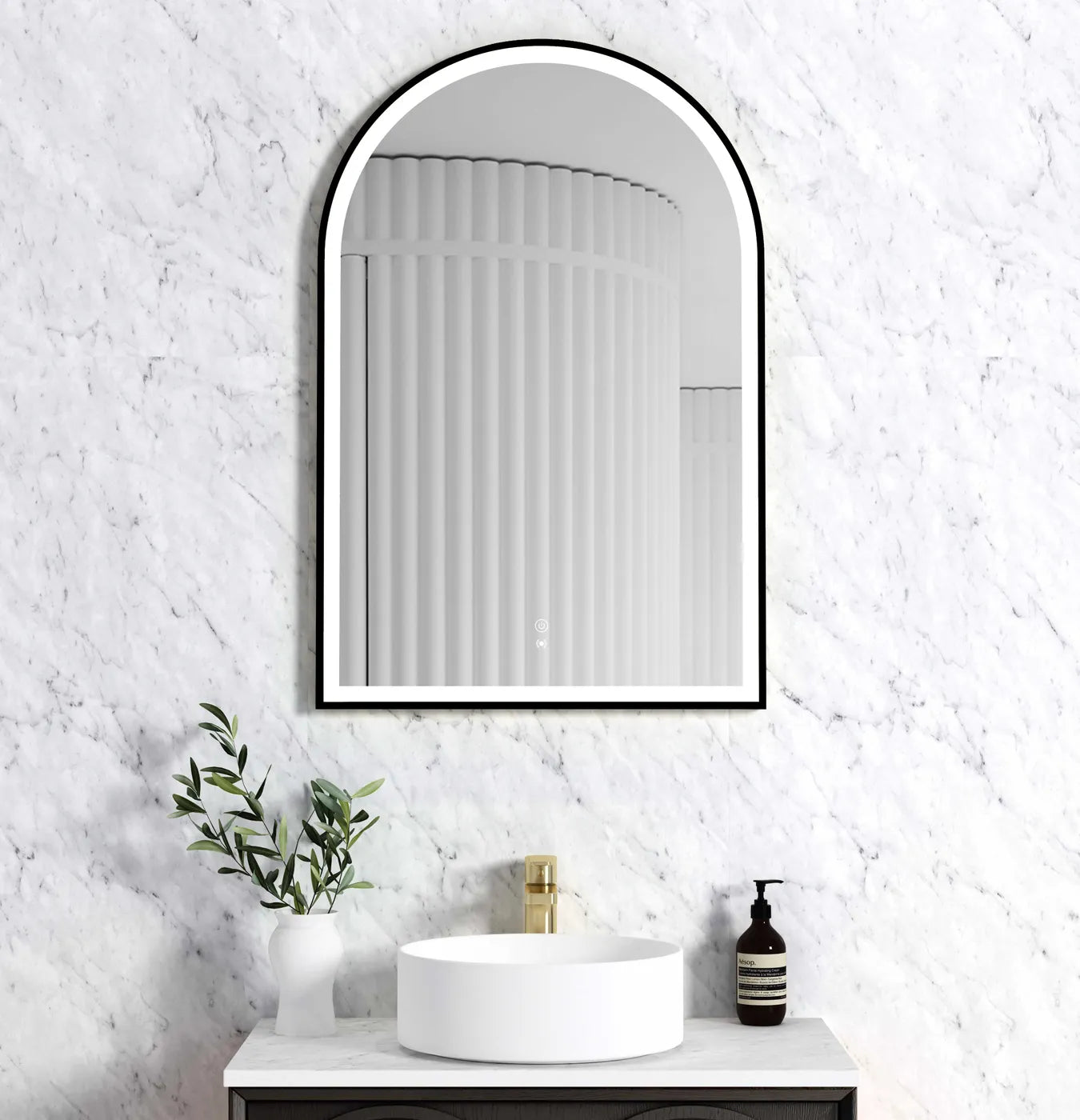 LED Archie 900(H)x600(W) Black Metal Frame Mirror