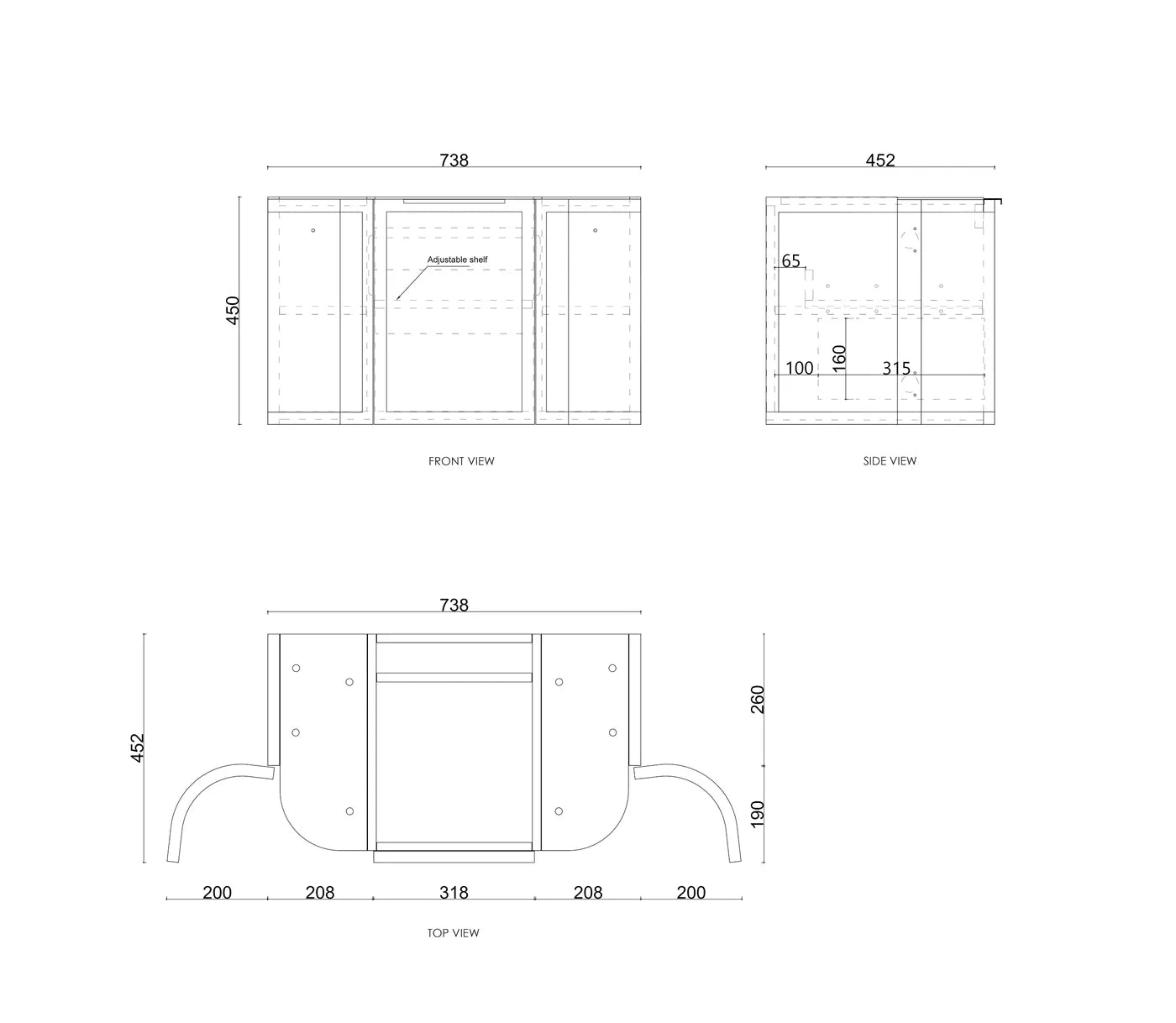 Hampshire 750mm Satin White Wall Hung Curve Vanity (12TH & NTH Only)