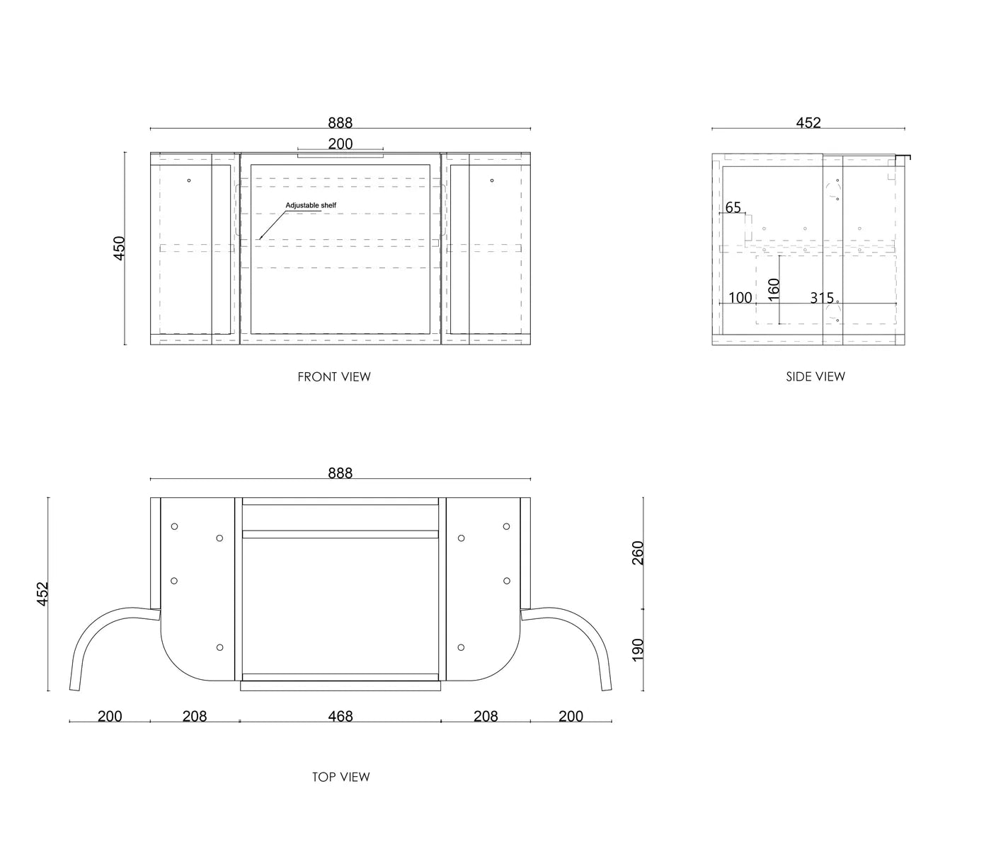 Hampshire 900mm Satin White Wall Hung Curve Vanity
