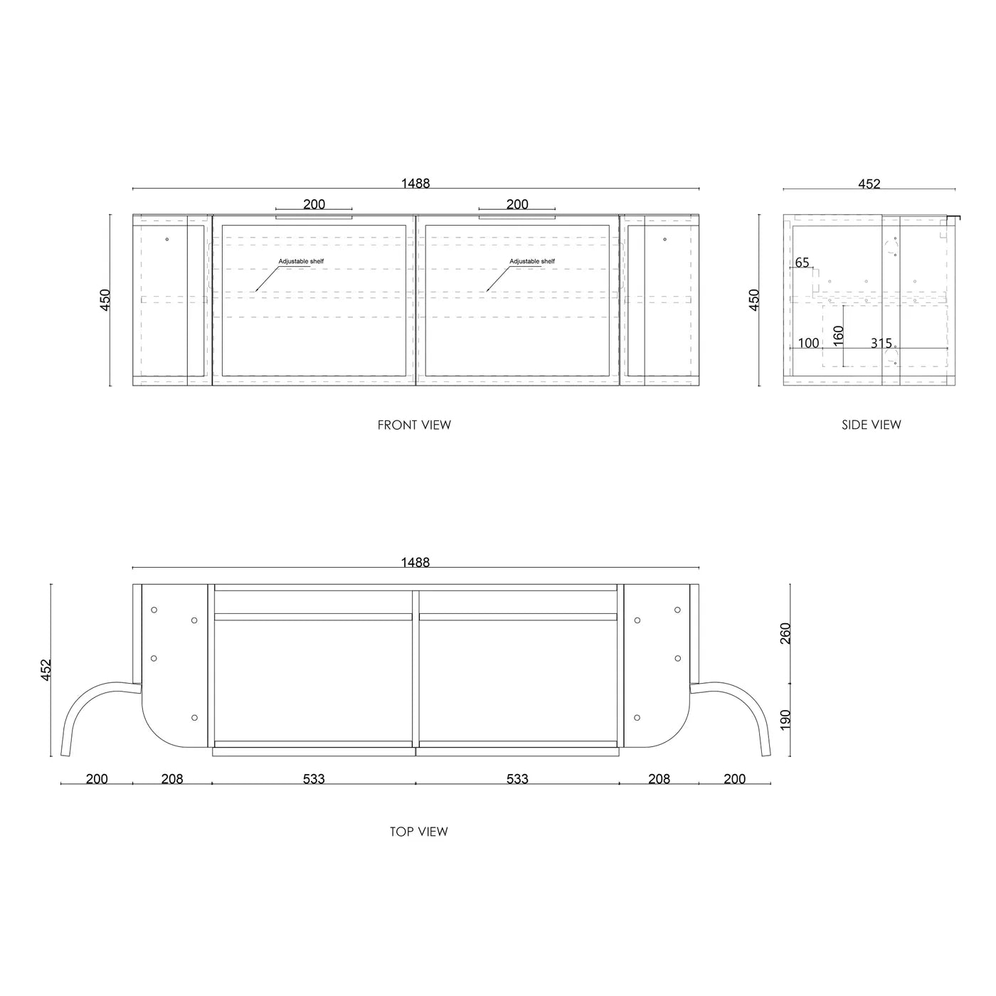 Hampshire 1500mm Satin White Wall Hung Curve Vanity