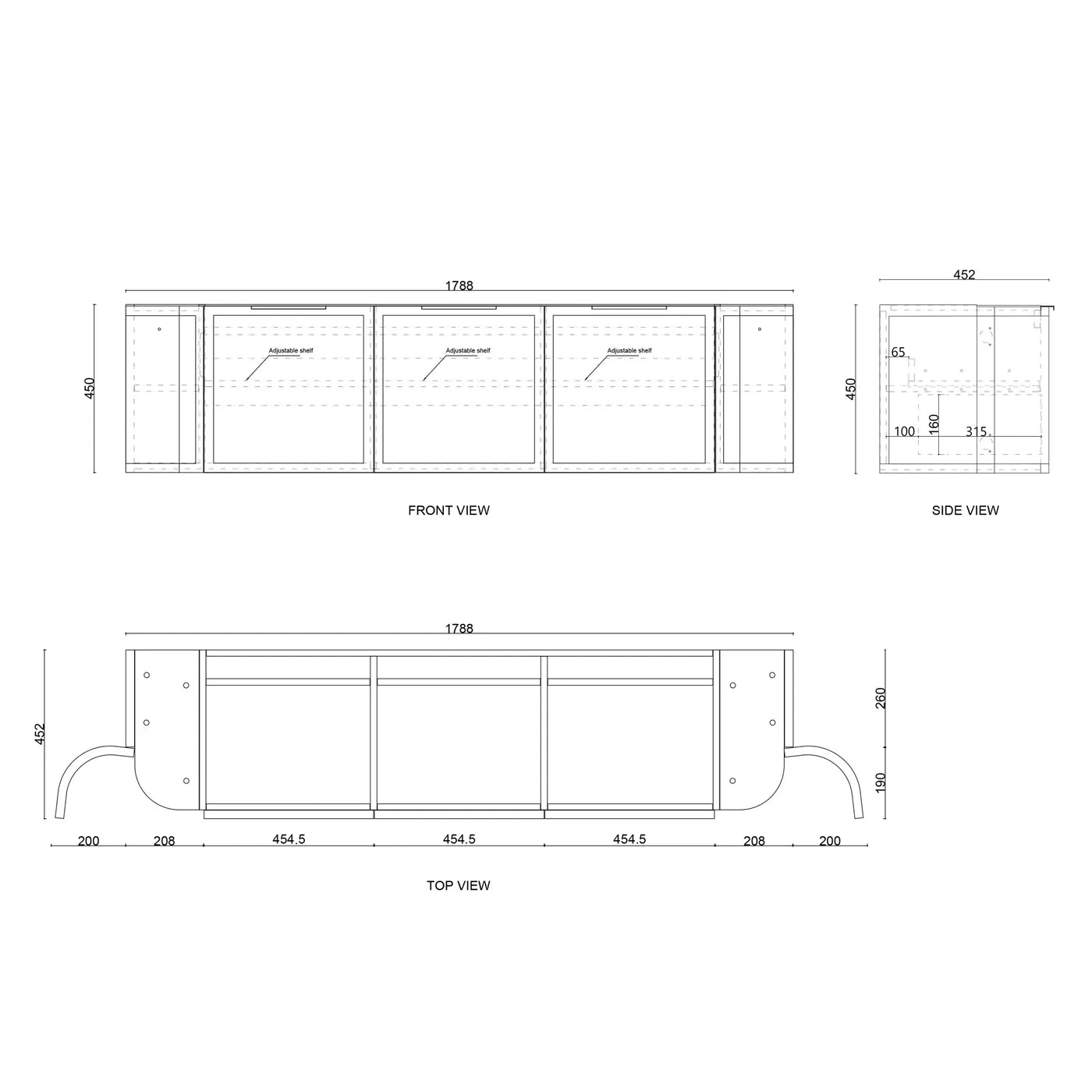 Hampshire 1800mm Satin Black Wall Hung Curve Vanity
