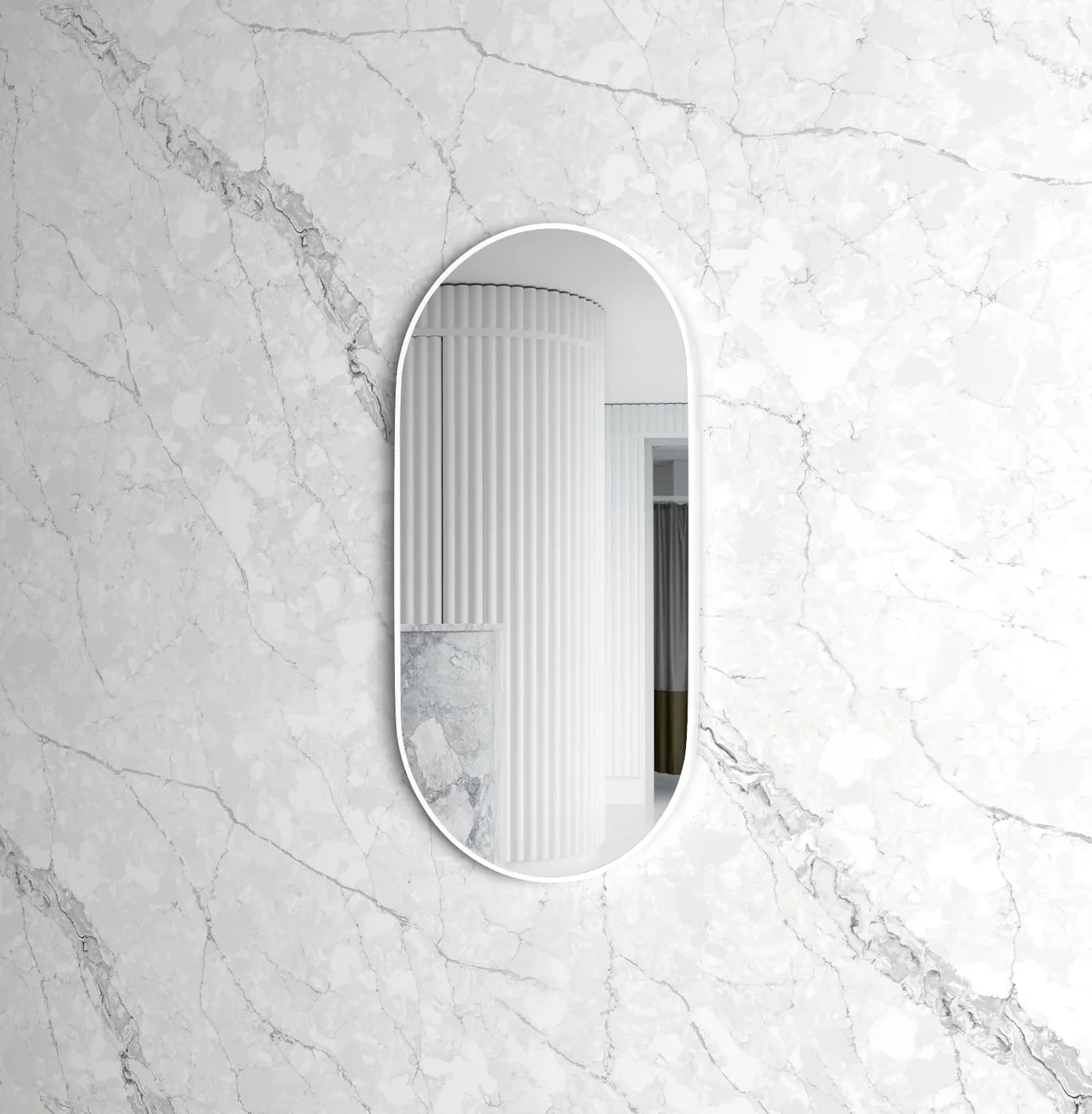 Noosa 900(H)x450(W) White Metal Frame Tuffi Mirror
