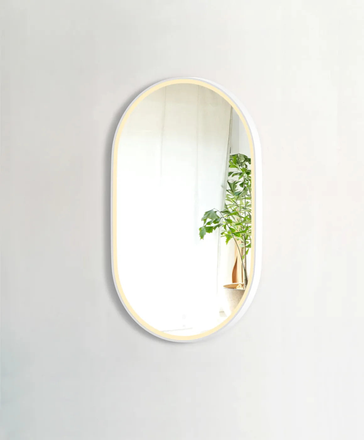 LED Noosa 900(H)x600(W) White Metal Frame Tuffi Mirror- Install Horizontal or Vertical