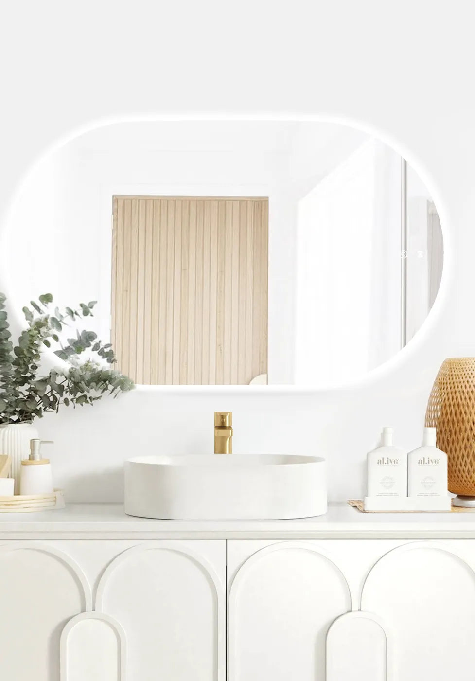 LED Noosa 1200(W)x750(H) Frameless Tuffi Mirror - Install Horizontal or Vertical