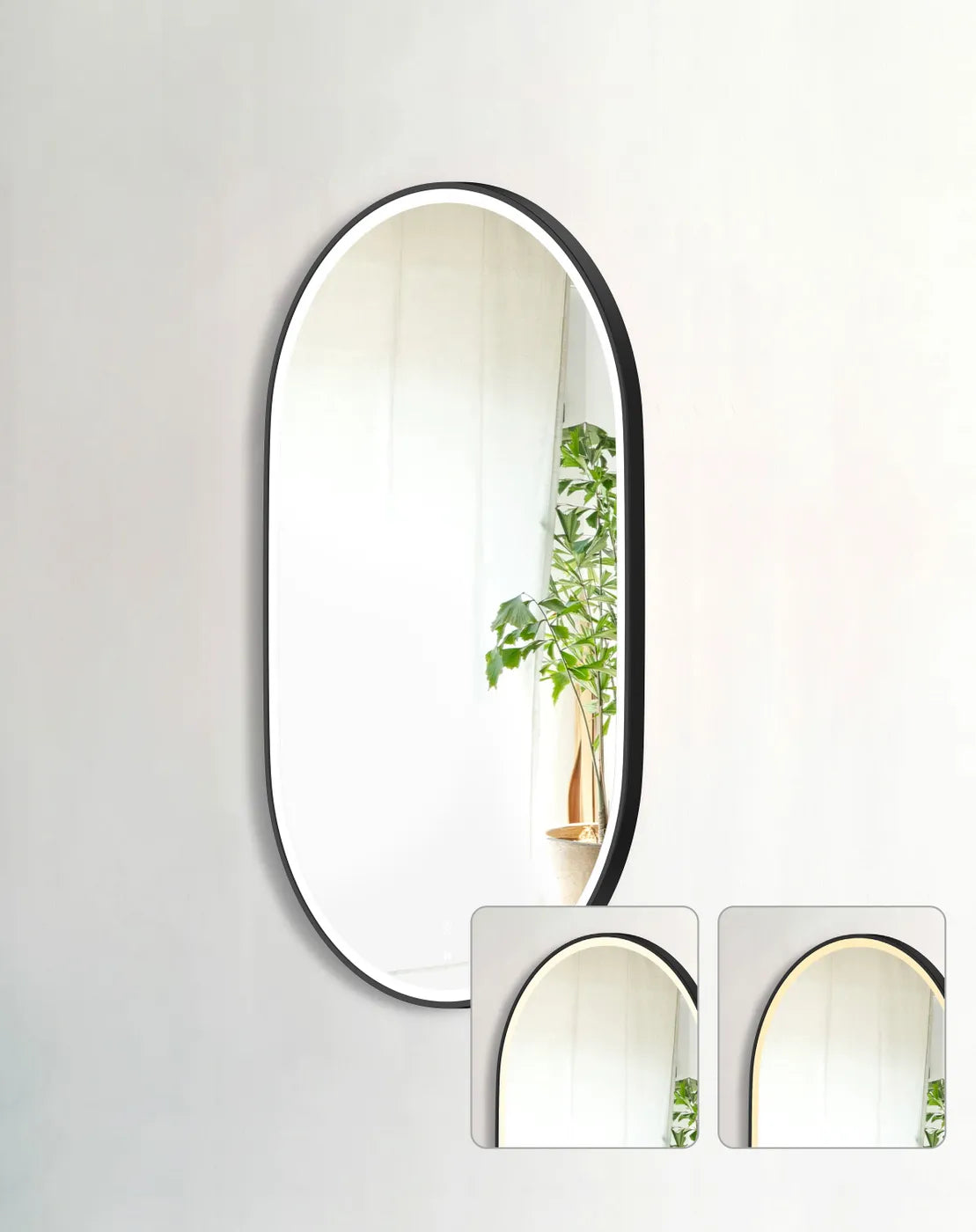 LED Noosa 1200(W)x750(H) Black Metal Frame Tuffi Mirror- Install Horizontal or Vertical