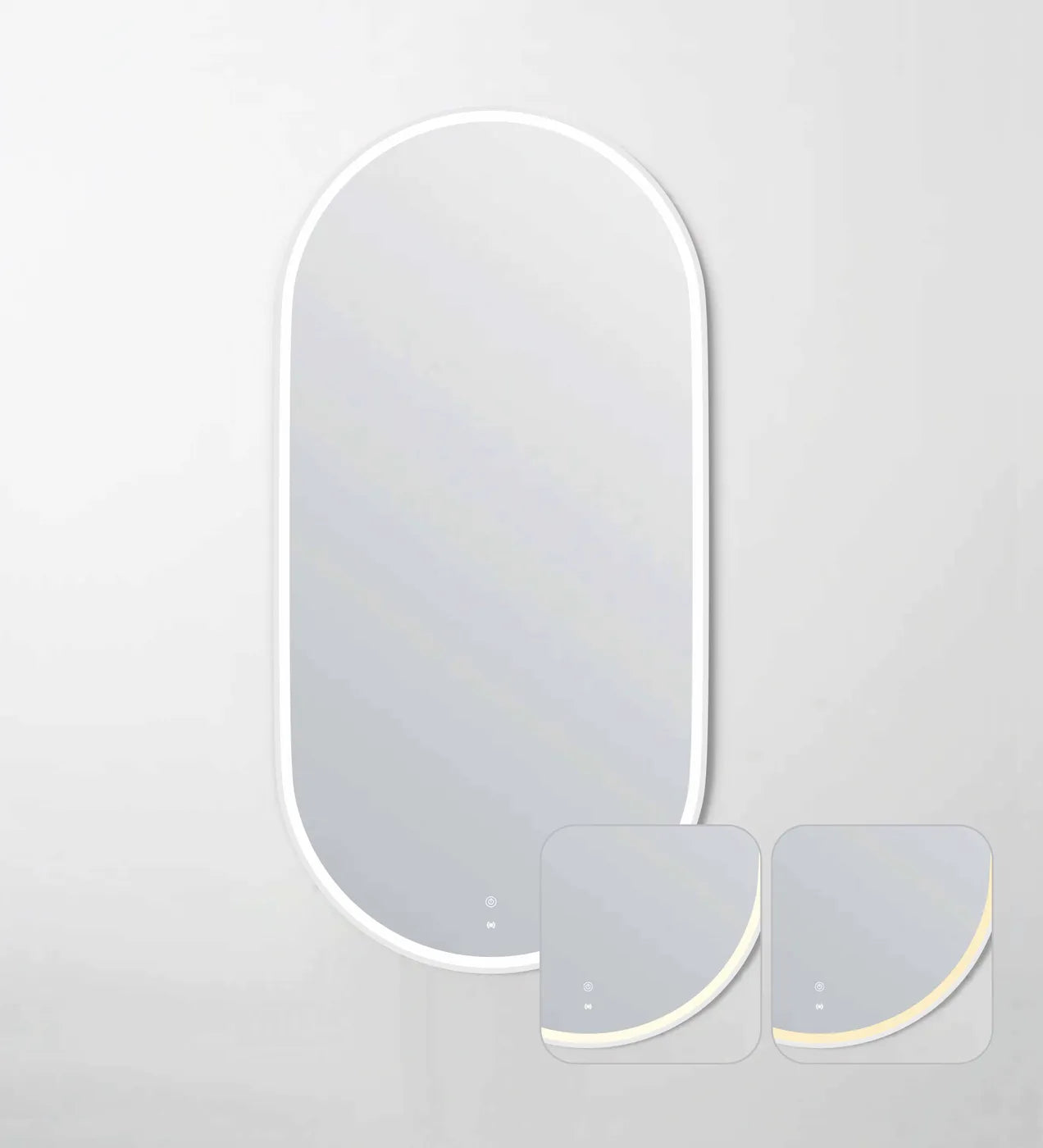LED Noosa 1500(W)x750(H) White Metal Frame Tuffi Mirror- Install Horizontal or Vertical