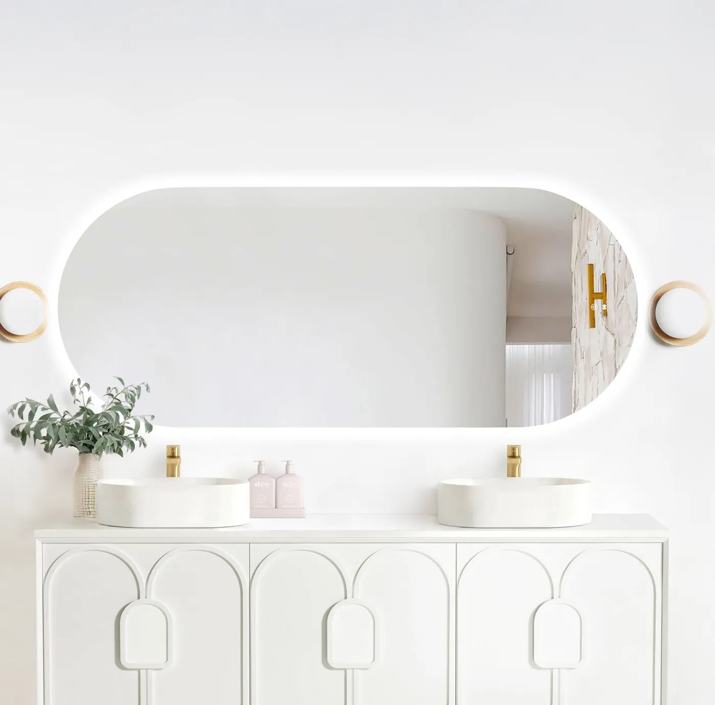 LED Noosa 1800(W)x750(H) Frameless Tuffi Mirror - Install Horizontal or Vertical