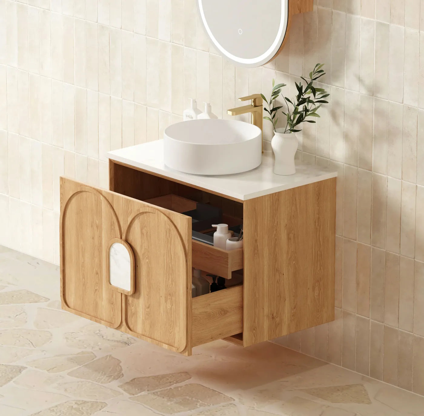 Laguna Mark II 750mm Woodland Oak Wall Hung Vanity