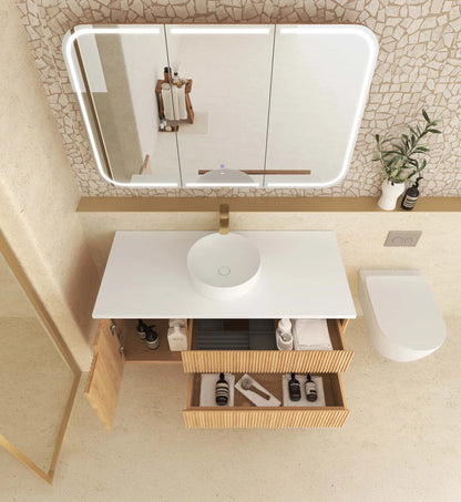 Byron Fluted 1200mm Woodland Oak Wall Hung Vanity