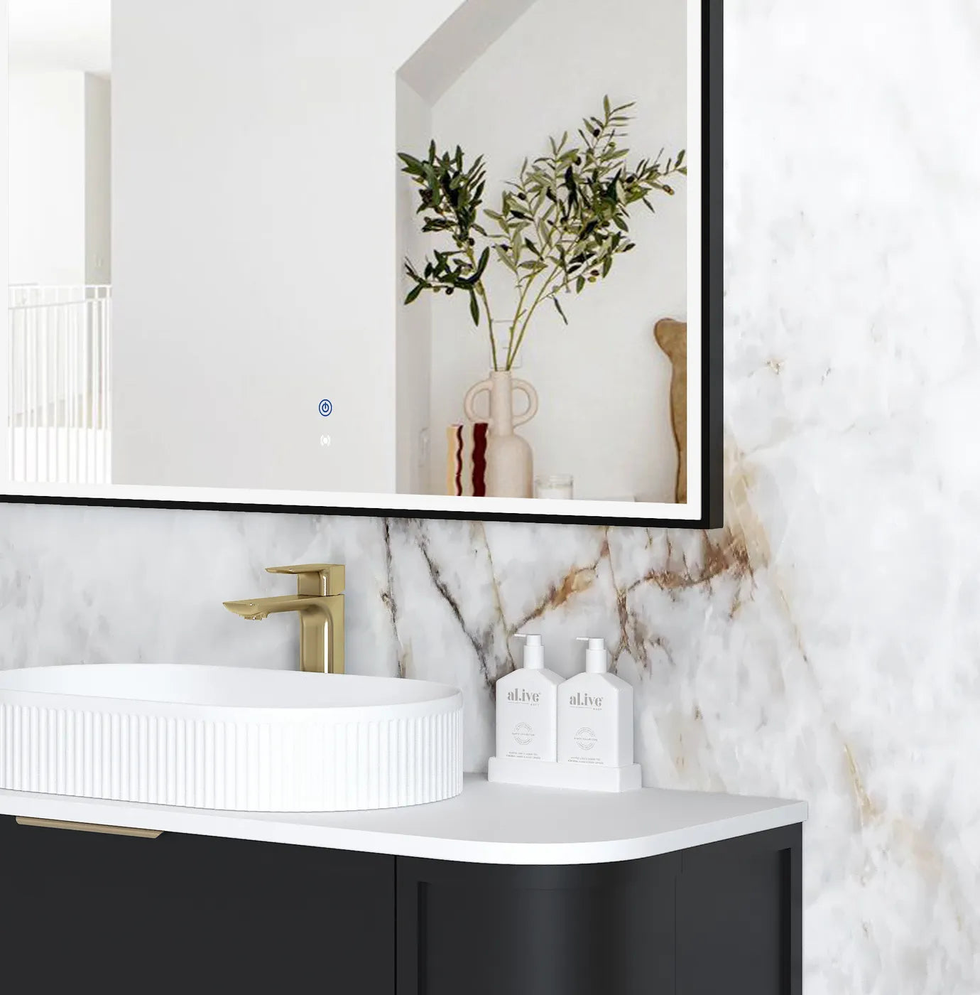 LED Archie 1500(H)x1000(W) Black Metal Frame Mirror