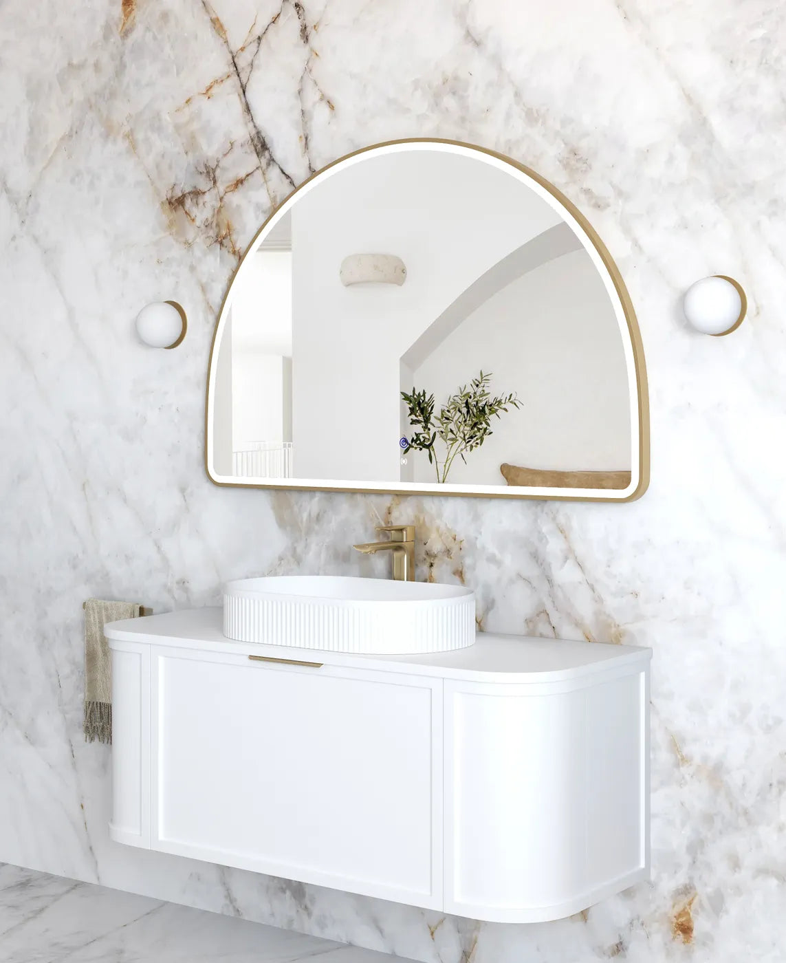 LED Moonlight Archie 800(H)x1200(W) Gold Metal Frame Mirror