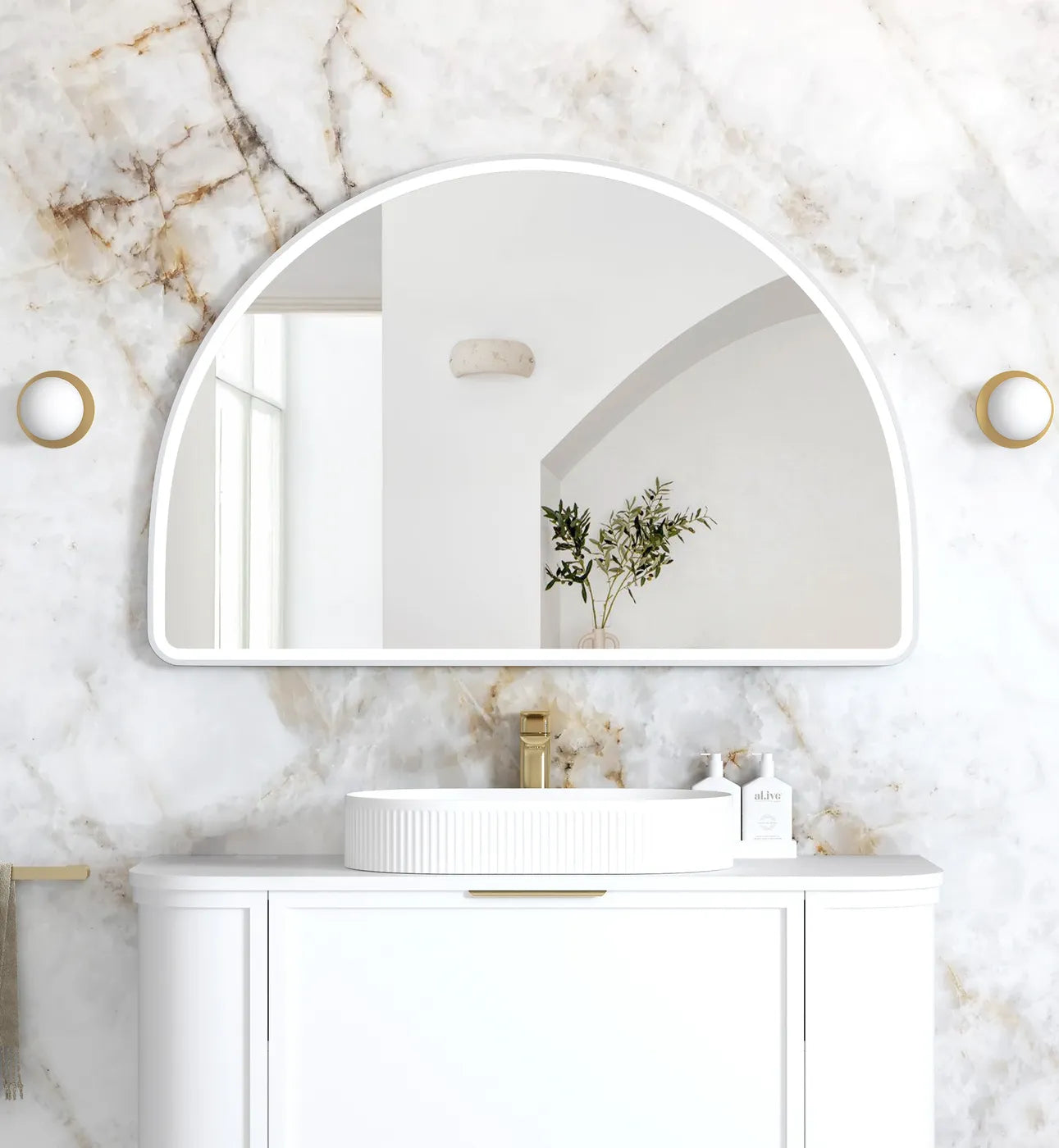 LED Moonlight Archie 800(H)x1200(W) White Metal Frame Mirror