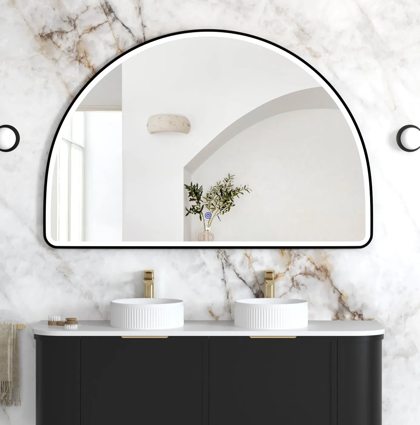LED Moonlight Archie 1000(H)x1500(W) Black Metal Frame Mirror