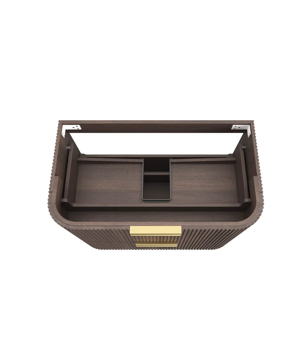 Havana Fluted 900mm Sable Walnut Wall Hung Curve Vanity
