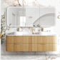 Havana Fluted 1800mm Woodland Oak Wall Hung Curve Vanity