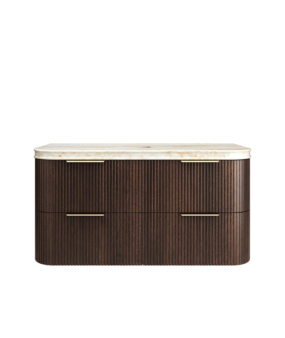 Havana Fluted 1200mm Sable Walnut Wall Hung Curve Vanity