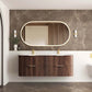 Havana Fluted 1500mm Sable Walnut Wall Hung Curve Vanity