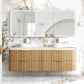 Havana Fluted 1800mm Woodland Oak Wall Hung Curve Vanity