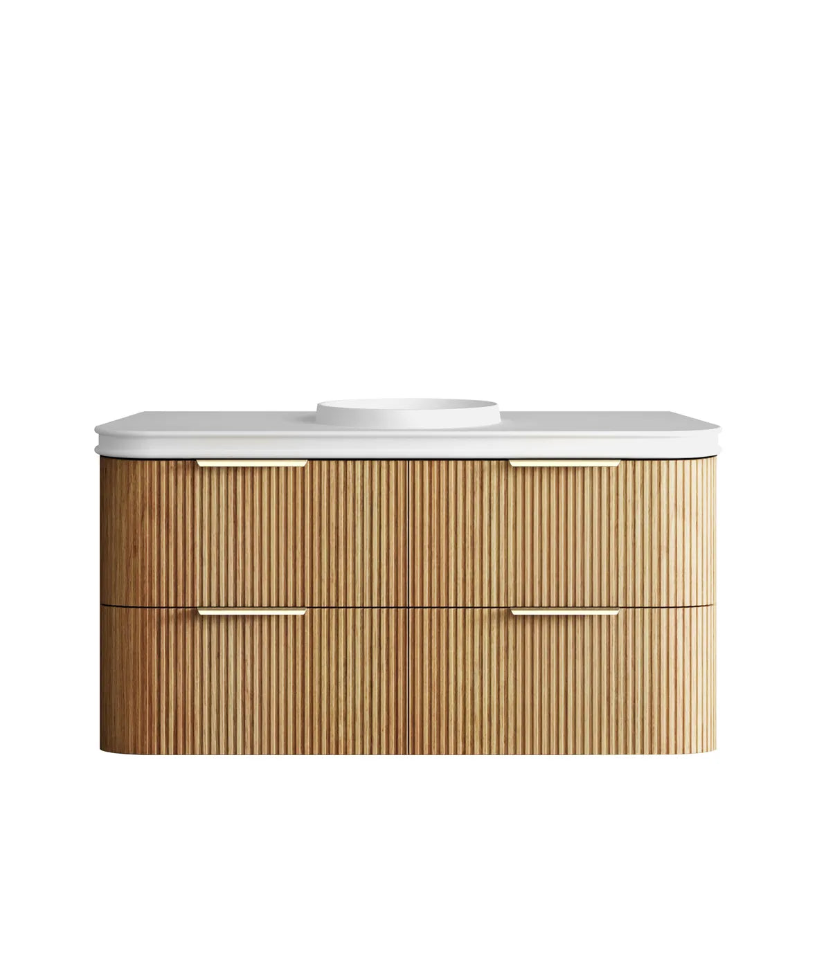 Havana Fluted 1200mm Woodland Oak Wall Hung Curve Vanity