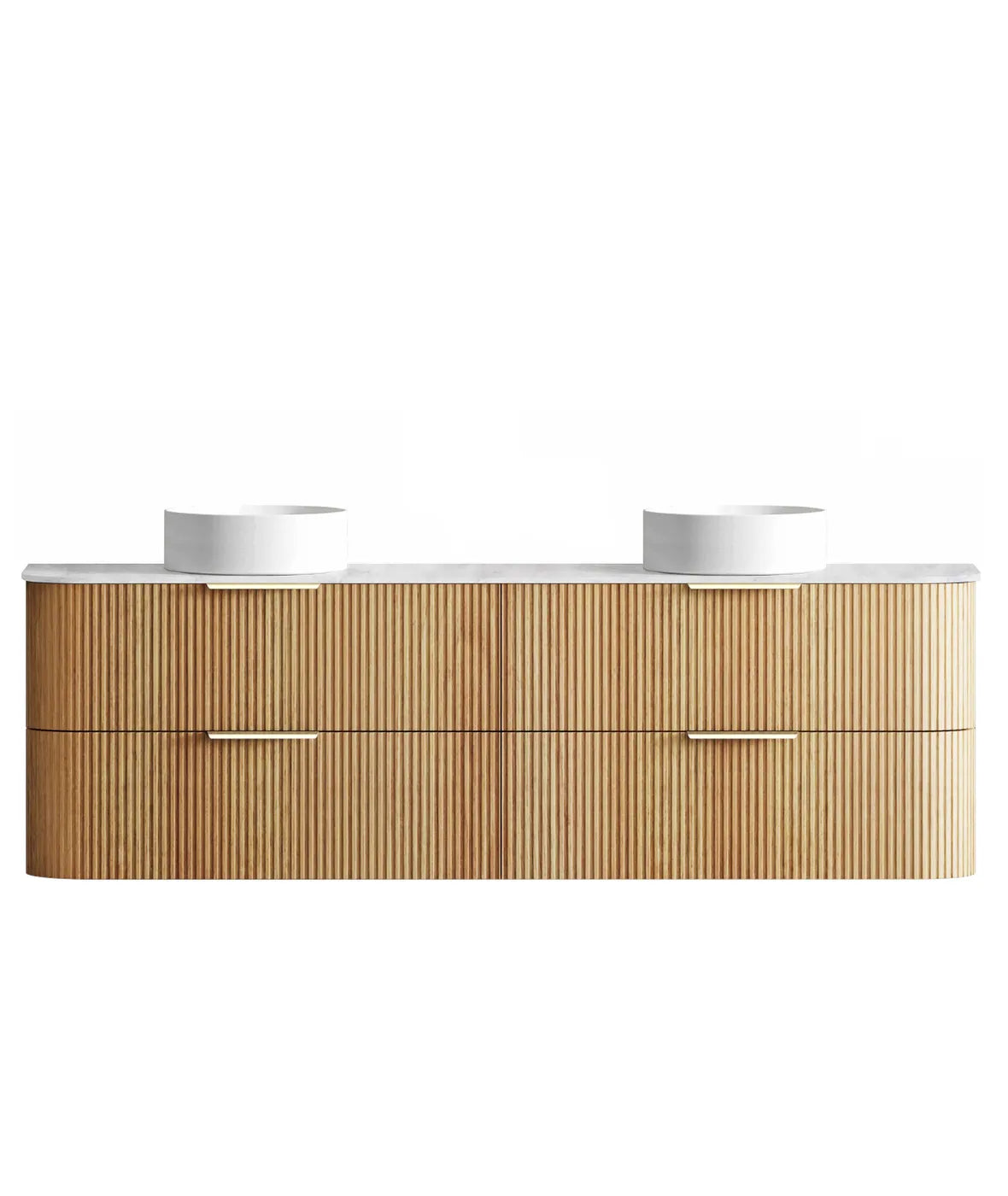 Havana Fluted 1800mm Woodland Oak Wall Hung Curve Vanity