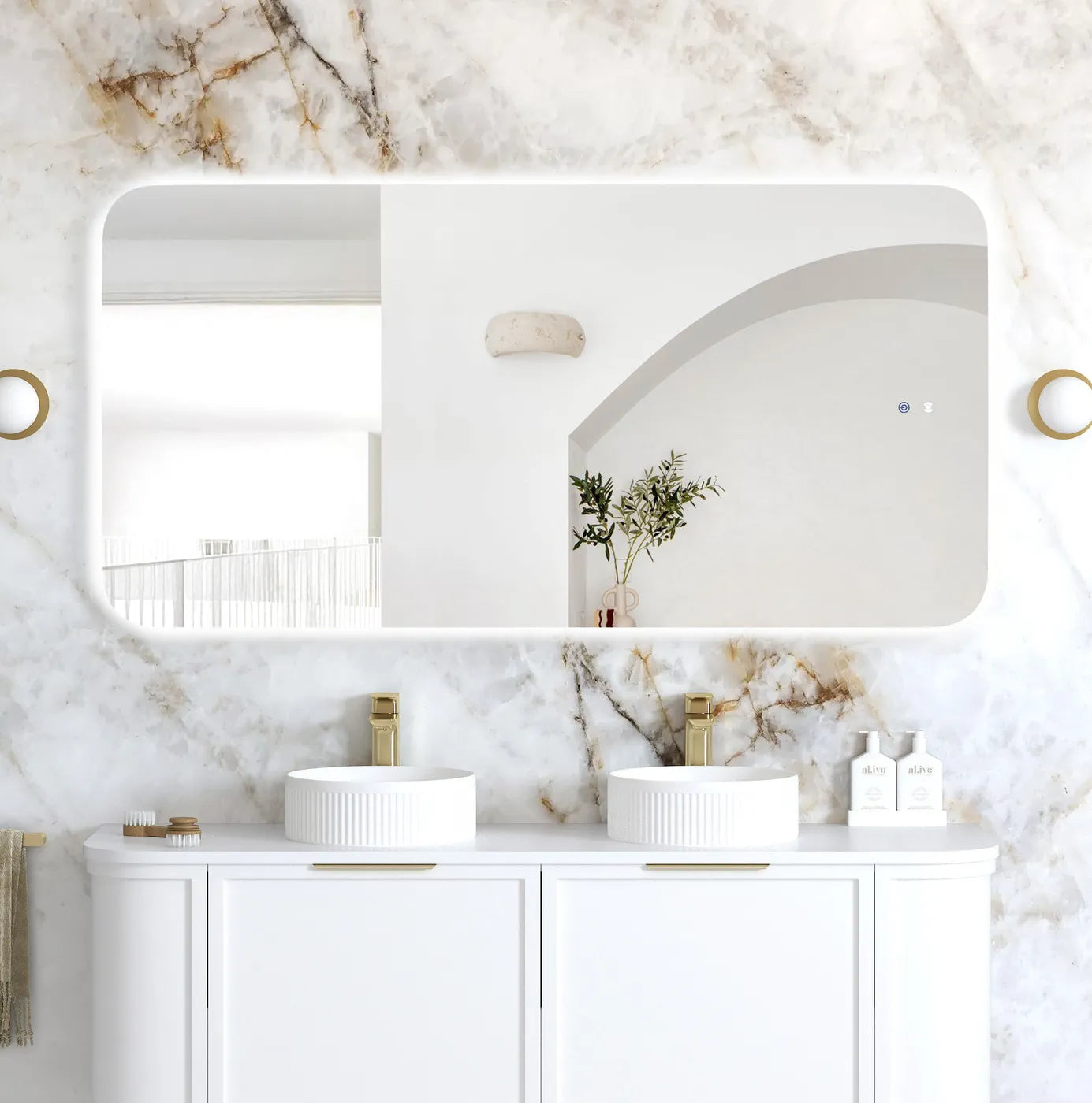 LED Newport 1500(W)x750(H) Frameless Back Lit Tuffi Mirror - Install Horizontal or Vertical