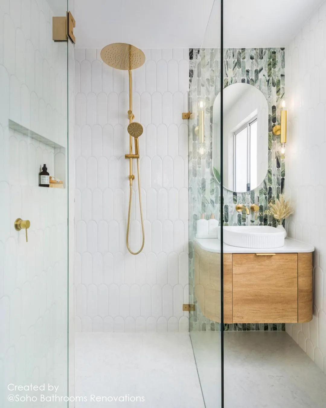 Bondi 750mm Natural Oak Wall Hung Curve Vanity (12TH & NTH Only)