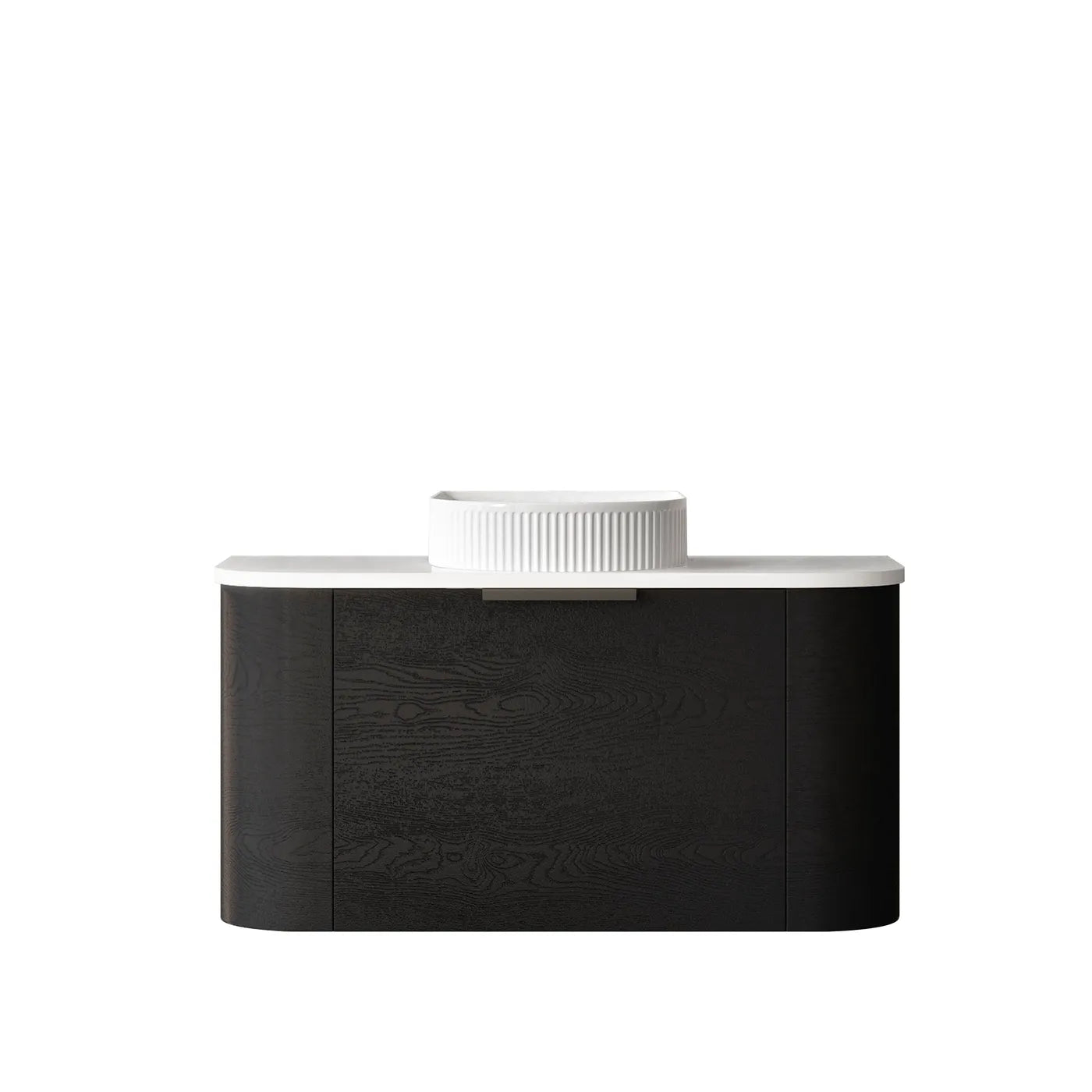 Bondi 900mm Black Oak Wall Hung Curve Vanity