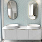 Bondi 1800mm Satin White Fluted Wall Hung Curve Vanity