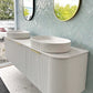 Bondi 1800mm Satin White Fluted Wall Hung Curve Vanity