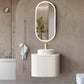 Bondi 600mm Satin White Fluted Wall Hung Curve Vanity (12TH & NTH Only)