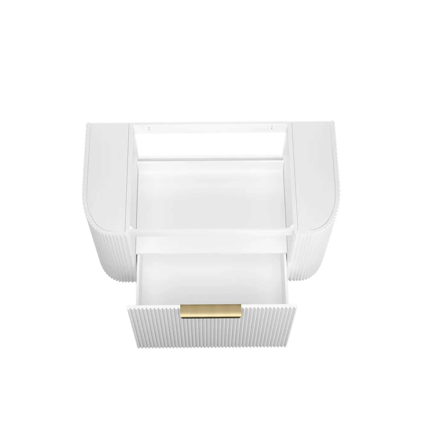 Bondi 900mm Satin White Fluted Wall Hung Curve Vanity